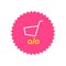 Sticker Shopping cart With Percentage icon, Vector Sale symbol, Discount logo. Shopping trolley with wheels as percent sign