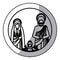 Sticker silhouette sacred family with baby jesus