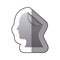 sticker silhouette silver head human with fold