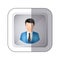 sticker silver square button with faceless executive man