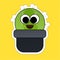 Sticker of Smiling Cactus Cartoon, Cute Funny Character, Flat Design