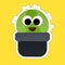 Sticker of Smiling Cactus Cartoon, Cute Funny Character, Flat Design