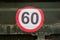 Sticker speed limit 60 on the car