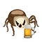 Sticker spider isolated with beer
