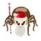 Sticker spider isolated in Santa Claus`s suit