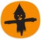 Sticker with spooky halloween scarecrow