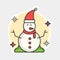 Sticker Style Colorful Snowman Icon On White