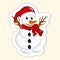 Sticker Style Colorful Snowman Icon On White