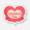 Sticker Style Valentine`s Day Heart With Ribbon Space Symbol Flat