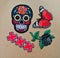 sticker sugar skull rose butterfly cross xxx