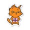 sticker of a tough cartoon cat with christmas present