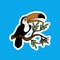 Sticker of Tucan Bird, Cute Funny Character, Flat Design