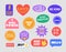 Sticker Vector Pack retro badge cool happy label icon. Sticker patch set design, trendy pop graphic hipster emoji mockup