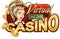 Sticker. Virtual online casino with a pretty girl and coins. An additional PNG format is available.