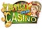 Sticker. Virtual online casino with a pretty girl, roulette and coins. An additional PNG format is available.