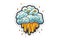 Sticker On White Background Hailstorm. Generative AI