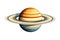 Sticker On White Background Saturn The Ringed Planet With Its Majestic Rings. Generative AI