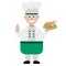 sticker on a white background skillful cook cooked a dish. profession image
