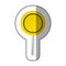 sticker yellow circular shape traffic sign with base pole