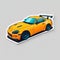 a sticker of a yellow sports car with a surfboard on top of it\\\'s roof rack
