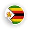 Sticker of Zimbabwe flag with peel off corner isolated on white background. Paper banner or circle curl label sticker with flip