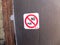 Sticker Â«No pubÂ», No advertising, stuck on a door