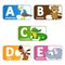 Stickers alphabet animals from A to E