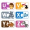 Stickers alphabet animals from U to Z