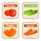 Stickers for canned vegetables. Cucumber, tomato, carrot, pepper.