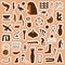 Stickers collection with Ancient Egypt icons, ancient sculptures and hieroglyphs