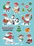 Stickers collection with cartoon Santa Claus