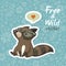 Stickers with a cute raccoon