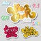 Stickers happy new year 2021 snow background