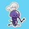 Stickers of Jellyfish Chefs Wear Chef Hats and Carry Knives, Spatulas, Spoons and Forks Cartoon, Cute Funny Character, Flat Design