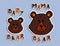 Stickers mother bear and little bear. Pattern for printing on clothes, T-shirt or mug. Illustration with the inscription