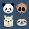 Stickers set of panda slow loris alpaca sloth