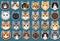 Stickers with small breed cats for children, Very cute, vector graphics