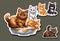 Stickers with small breed cats for children, Very cute, vector graphics