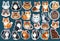 Stickers with small breed cats for children, Very cute, vector graphics