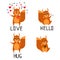 Stickers. Squirrel . Love, anger, friendship, Greetings . Vector .