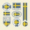 Stickers, tags and labels with Sweden flag - badges