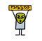 Stickfigure funny space character brings a banner with message on aliens language,