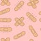 Sticking plaster vector seamless pattern, hand drawn band-aid