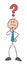 Stickman businessman character confused, vector cartoon illustration