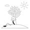 Stickman businessman character leaning against a tree and resting in the sunshine, vector cartoon illustration