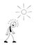 Stickman businessman character walks in hot weather and his tongue is out, vector cartoon illustration