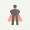 Stickman character figure with superhero pose and cape. Vector illustration for strength, leadership, success and willpower