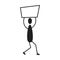 Stickman people figure symbol with board for campaign and advertising in a vector glyph sketch pictogram