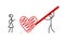 Stickman\'s valentine, stickmans in love (vector)