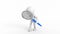Stickman searching with magnifying glass